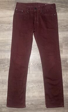 Bullhead Jeans Mens 29X30 Red Dillon Skinny Denim Medium Wash Maroon